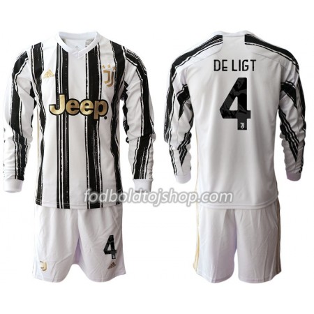 Juventus Matthijs de Ligt 4 Børn Hjemme Fodboldsæt 2020-21 L/S (+ Korte bukser)